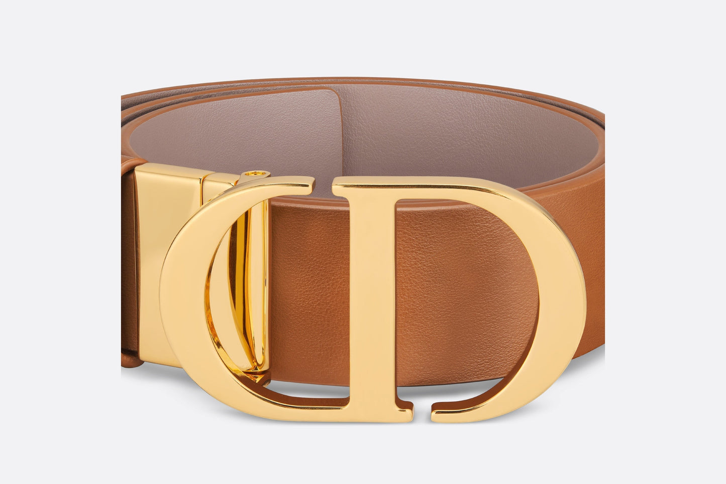 30 Montaigne Reversible Belt • Golden Saddle and Warm Taupe Smooth Calfskin, 35 MM