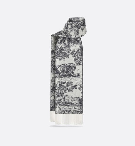 Toile de Jouy Sauvage Scarf • Navy Blue Cashmere and Wool