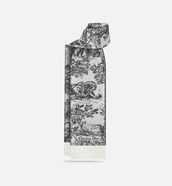 Toile de Jouy Sauvage Scarf • Navy Blue Cashmere and Wool