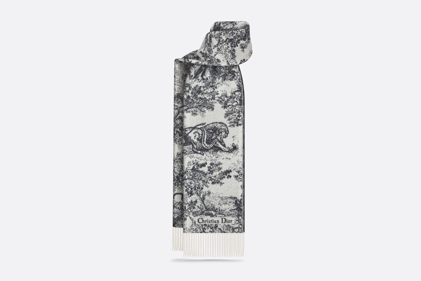 Toile de Jouy Sauvage Scarf • Navy Blue Cashmere and Wool
