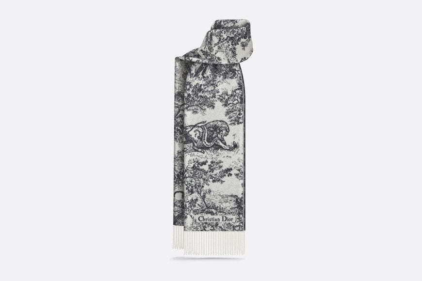 Toile de Jouy Sauvage Scarf • Navy Blue Cashmere and Wool