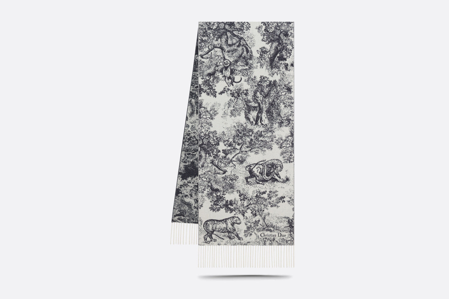 Toile de Jouy Sauvage Scarf • Navy Blue Cashmere and Wool