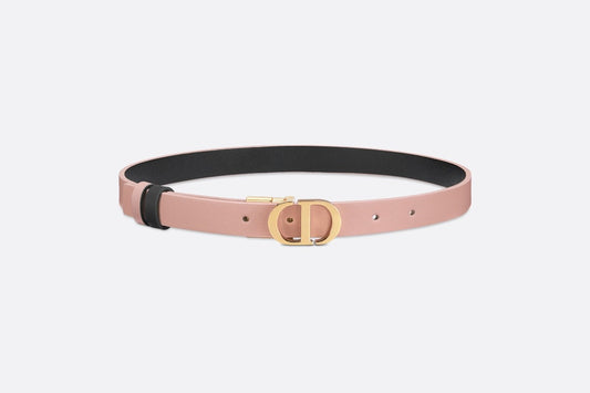 30 Montaigne Reversible Belt • Powder Pink and Black Smooth Calfskin, 20 MM