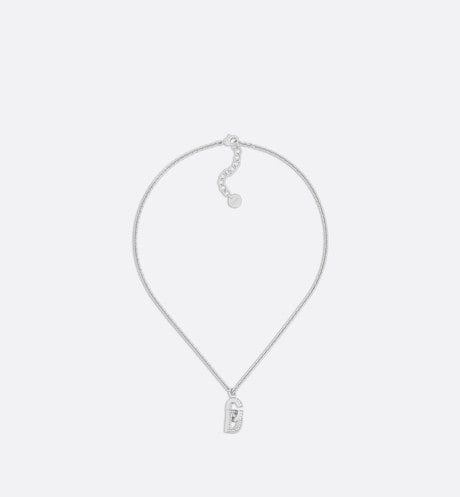 CD Lock Necklace • Silver-Finish Metal and Silver-Tone Crystals
