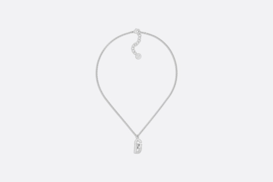 CD Lock Necklace • Silver-Finish Metal and Silver-Tone Crystals