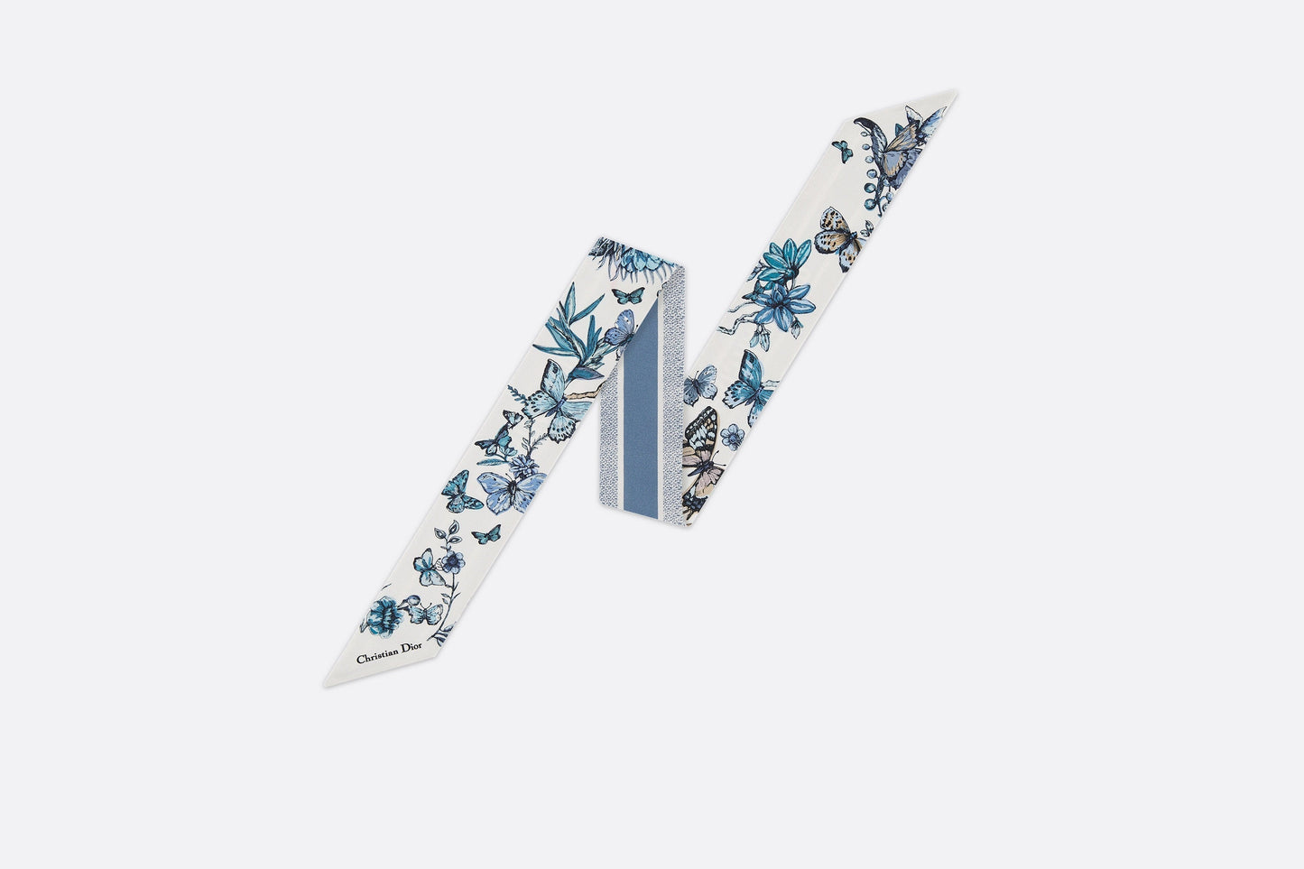 Toile de Jouy Mexico Mitzah Scarf • White and Pastel Midnight Blue Silk Twill