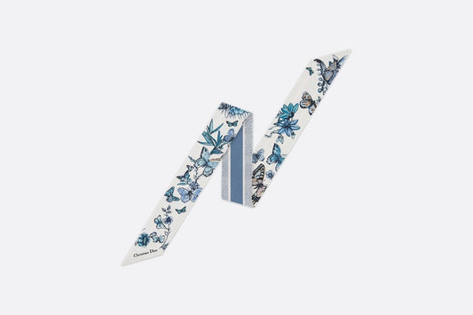 Toile de Jouy Mexico Mitzah Scarf • White and Pastel Midnight Blue Silk Twill