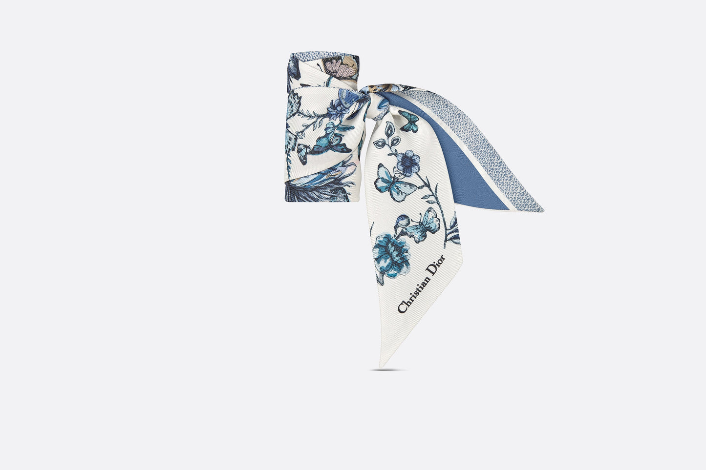 Toile de Jouy Mexico Mitzah Scarf • White and Pastel Midnight Blue Silk Twill
