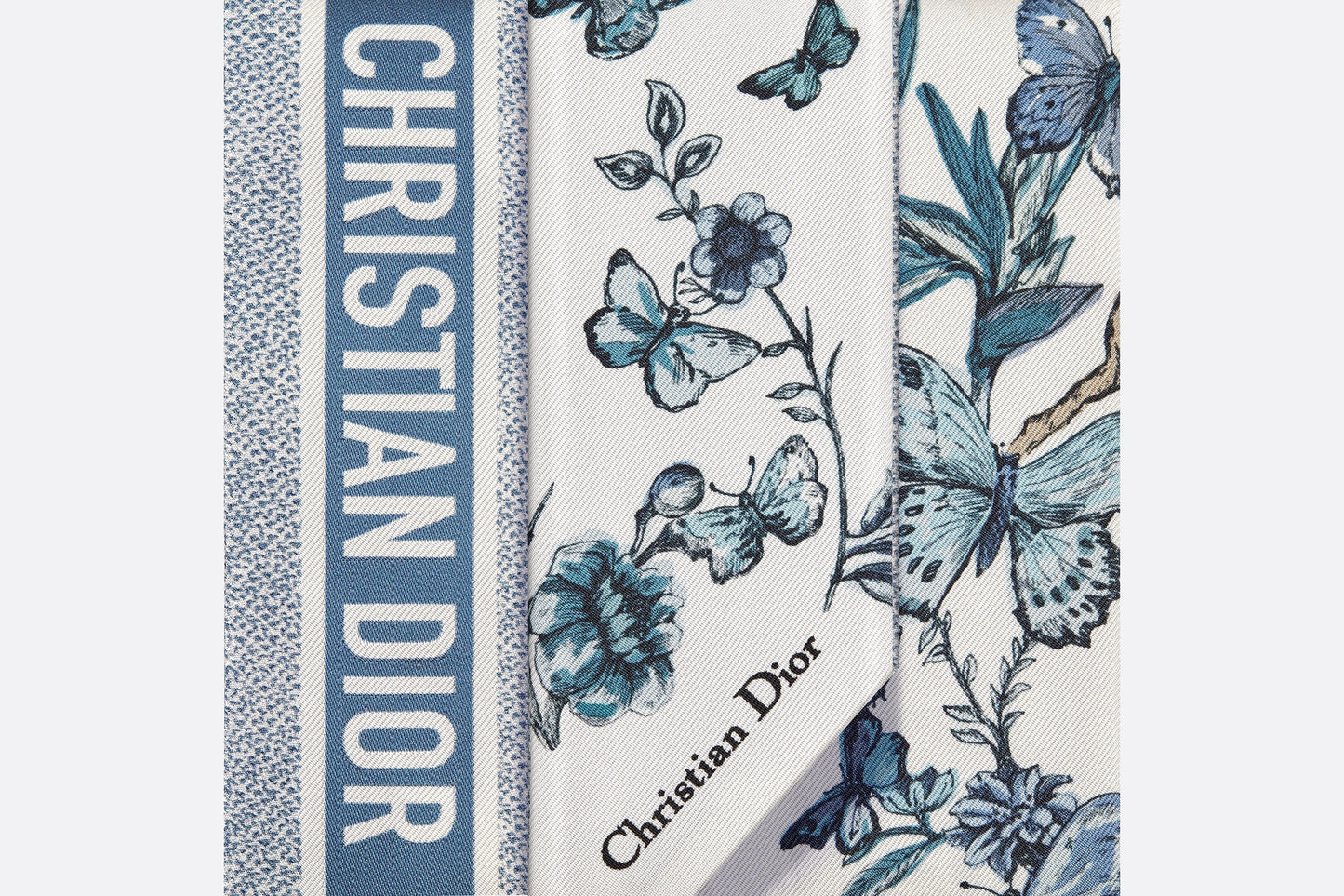 Toile de Jouy Mexico Mitzah Scarf • White and Pastel Midnight Blue Silk Twill