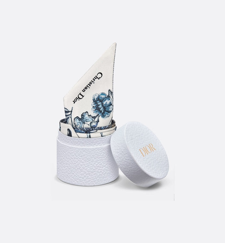 Toile de Jouy Mexico Mitzah Scarf • White and Pastel Midnight Blue Silk Twill