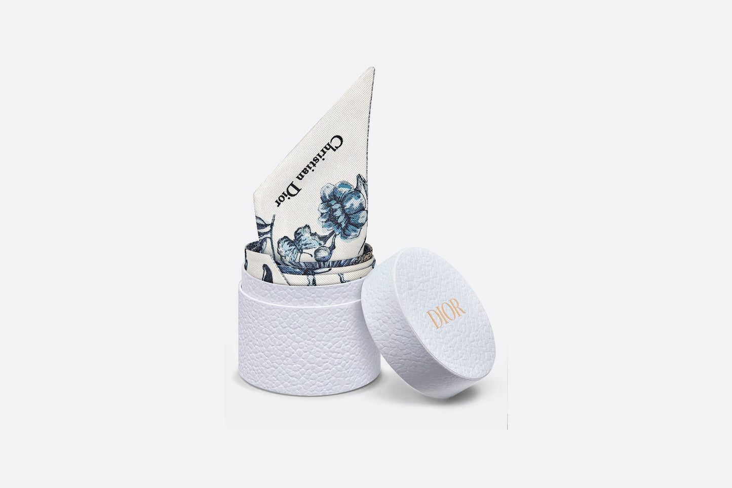 Toile de Jouy Mexico Mitzah Scarf • White and Pastel Midnight Blue Silk Twill