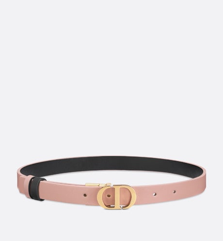 30 Montaigne Reversible Belt • Powder Pink and Black Smooth Calfskin, 20 MM