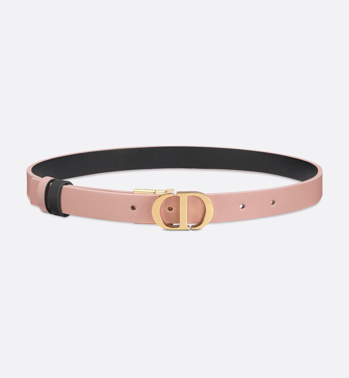 30 Montaigne Reversible Belt • Powder Pink and Black Smooth Calfskin, 20 MM