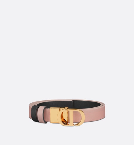 30 Montaigne Reversible Belt • Powder Pink and Black Smooth Calfskin, 20 MM