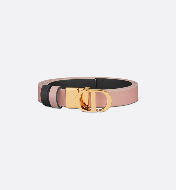 30 Montaigne Reversible Belt • Powder Pink and Black Smooth Calfskin, 20 MM