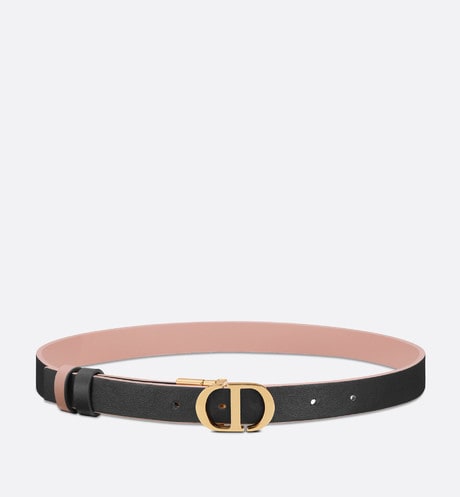 30 Montaigne Reversible Belt • Powder Pink and Black Smooth Calfskin, 20 MM