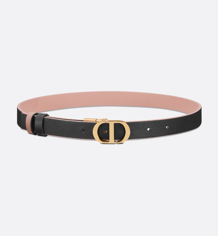 30 Montaigne Reversible Belt • Powder Pink and Black Smooth Calfskin, 20 MM