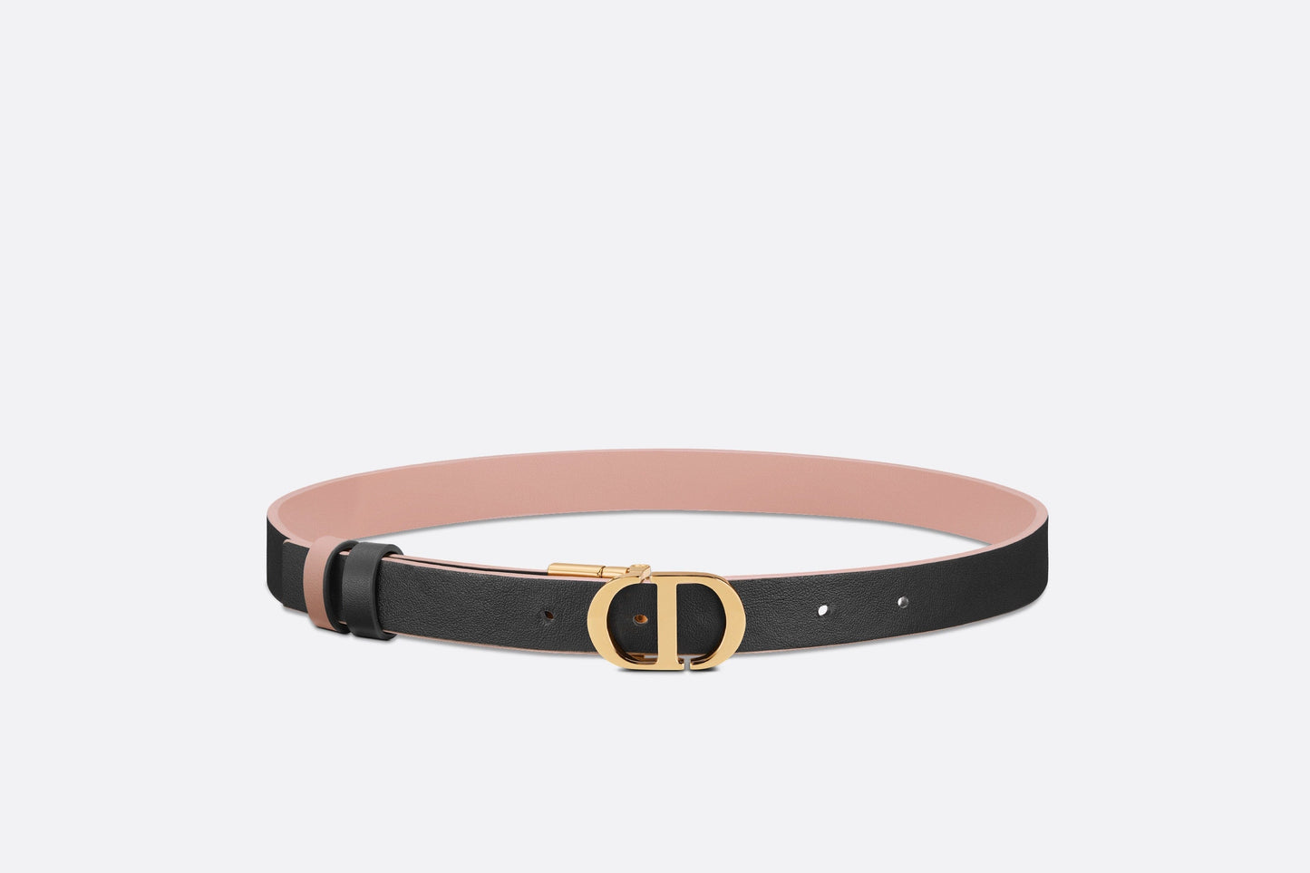 30 Montaigne Reversible Belt • Powder Pink and Black Smooth Calfskin, 20 MM