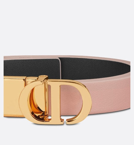 30 Montaigne Reversible Belt • Powder Pink and Black Smooth Calfskin, 20 MM