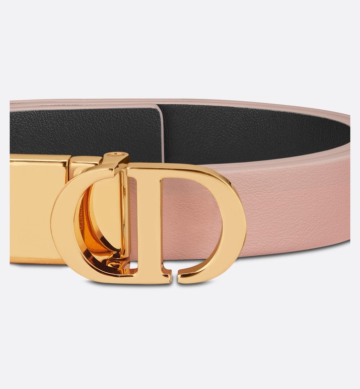 30 Montaigne Reversible Belt • Powder Pink and Black Smooth Calfskin, 20 MM