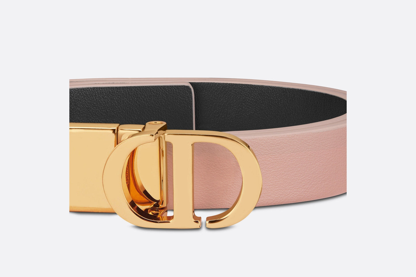 30 Montaigne Reversible Belt • Powder Pink and Black Smooth Calfskin, 20 MM