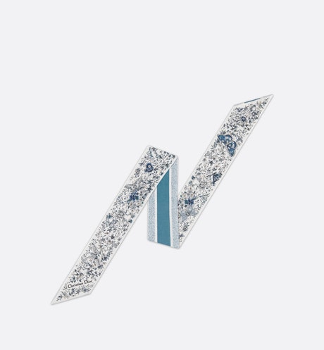 Butterfly Around the World Mitzah Scarf • White and Pastel Midnight Blue Silk Twill