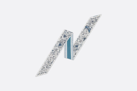 Butterfly Around the World Mitzah Scarf • White and Pastel Midnight Blue Silk Twill