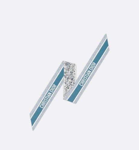 Butterfly Around the World Mitzah Scarf • White and Pastel Midnight Blue Silk Twill