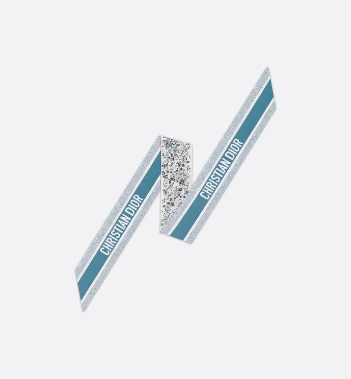 Butterfly Around the World Mitzah Scarf • White and Pastel Midnight Blue Silk Twill