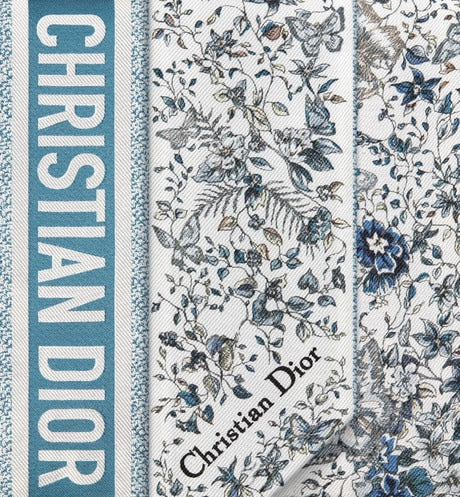 Butterfly Around the World Mitzah Scarf • White and Pastel Midnight Blue Silk Twill