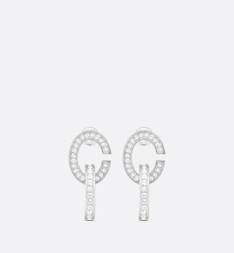CD Lock Earrings • Silver-Finish Metal and Silver-Tone Crystals