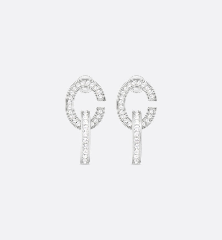 CD Lock Earrings • Silver-Finish Metal and Silver-Tone Crystals