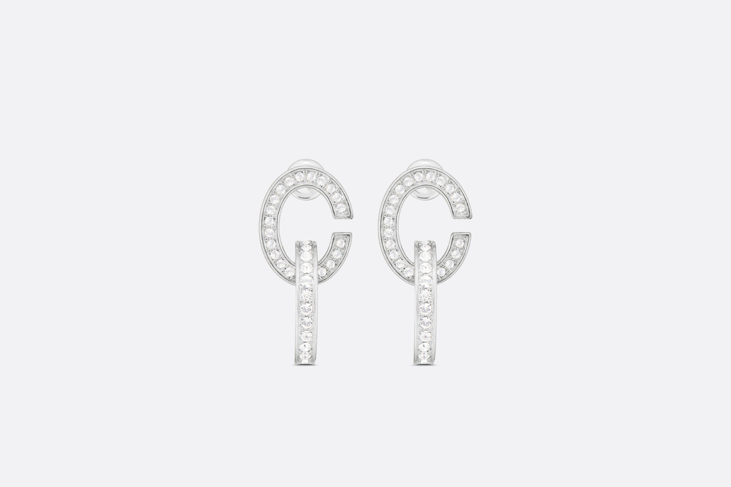 CD Lock Earrings • Silver-Finish Metal and Silver-Tone Crystals