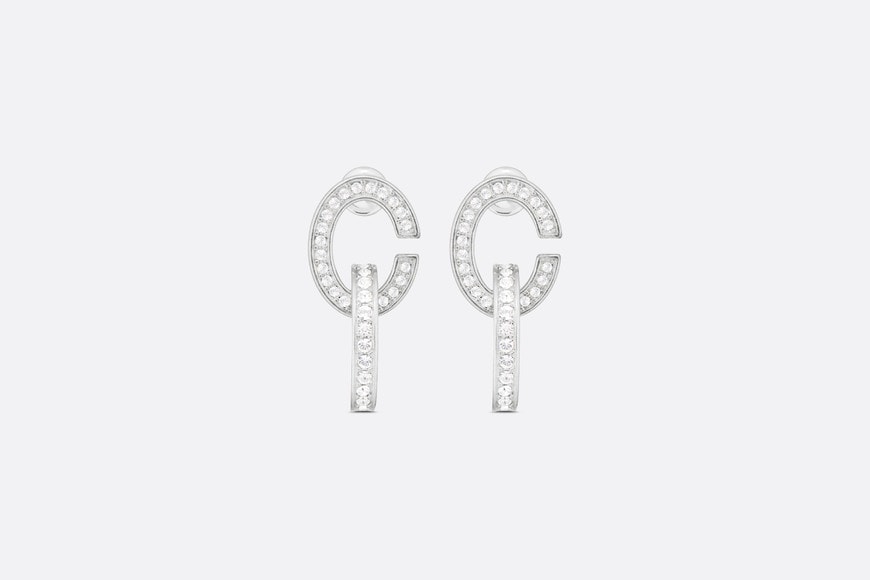 CD Lock Earrings • Silver-Finish Metal and Silver-Tone Crystals