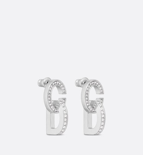 CD Lock Earrings • Silver-Finish Metal and Silver-Tone Crystals
