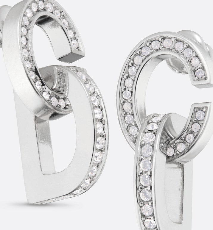 CD Lock Earrings • Silver-Finish Metal and Silver-Tone Crystals