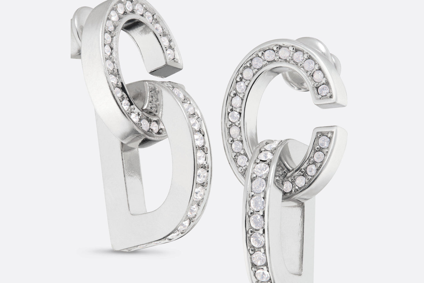 CD Lock Earrings • Silver-Finish Metal and Silver-Tone Crystals