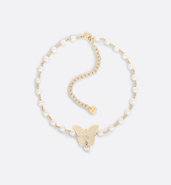 Dior Métamorphose Choker • Gold-Finish Metal and White Resin Pearls