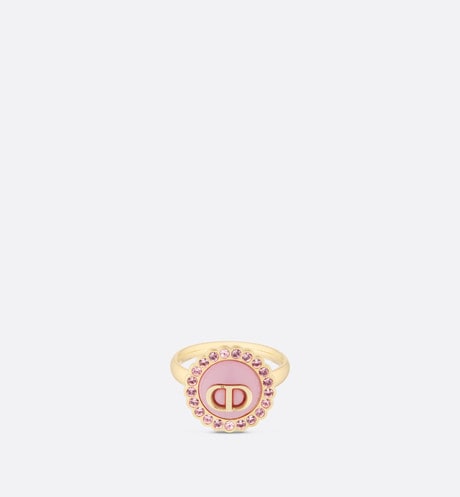 Petit CD Ring • Gold-Finish Metal, Pink Crystals and Light Pink Glass