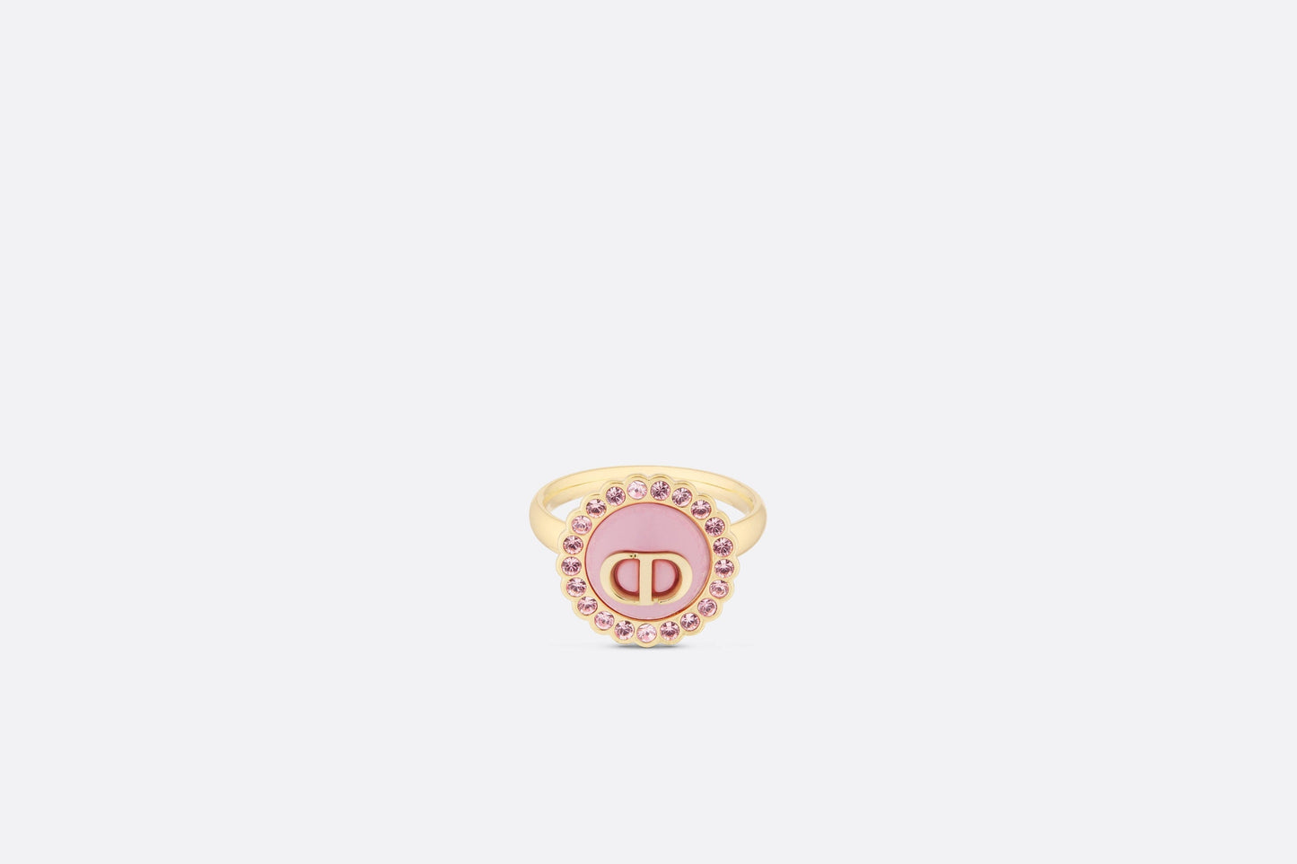 Petit CD Ring • Gold-Finish Metal, Pink Crystals and Light Pink Glass