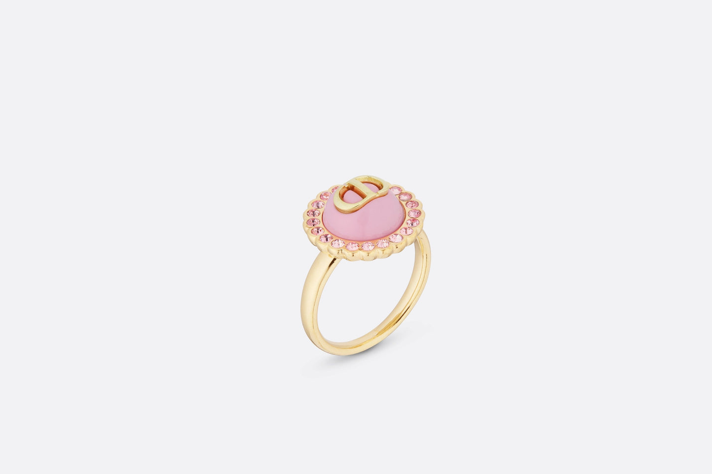 Petit CD Ring • Gold-Finish Metal, Pink Crystals and Light Pink Glass