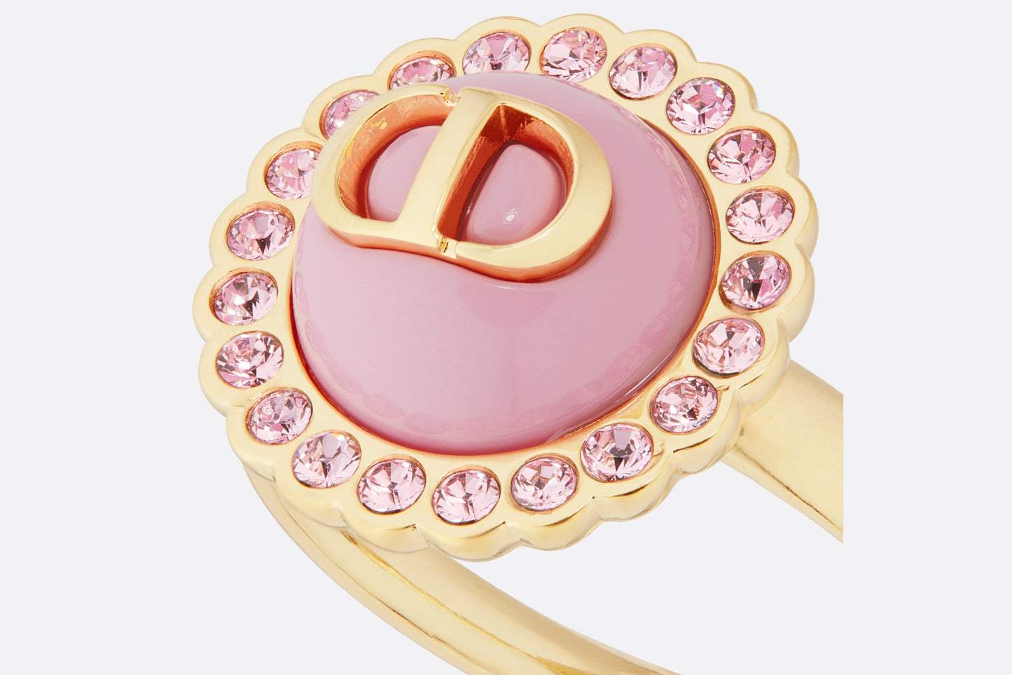 Petit CD Ring • Gold-Finish Metal, Pink Crystals and Light Pink Glass