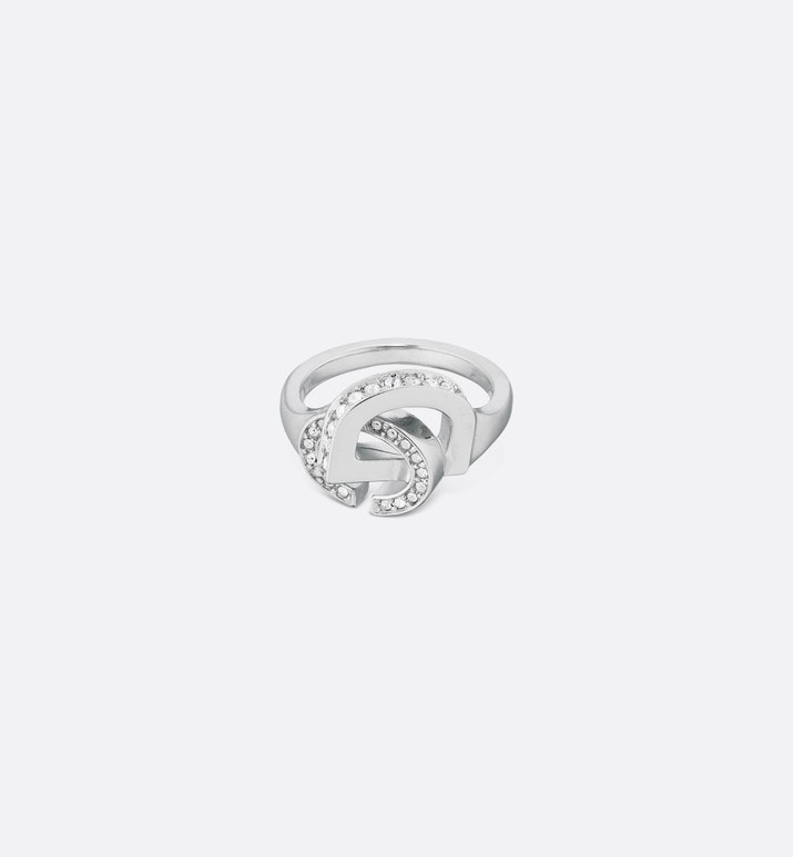 CD Lock Ring • Silver-Finish Metal and Silver-Tone Crystals