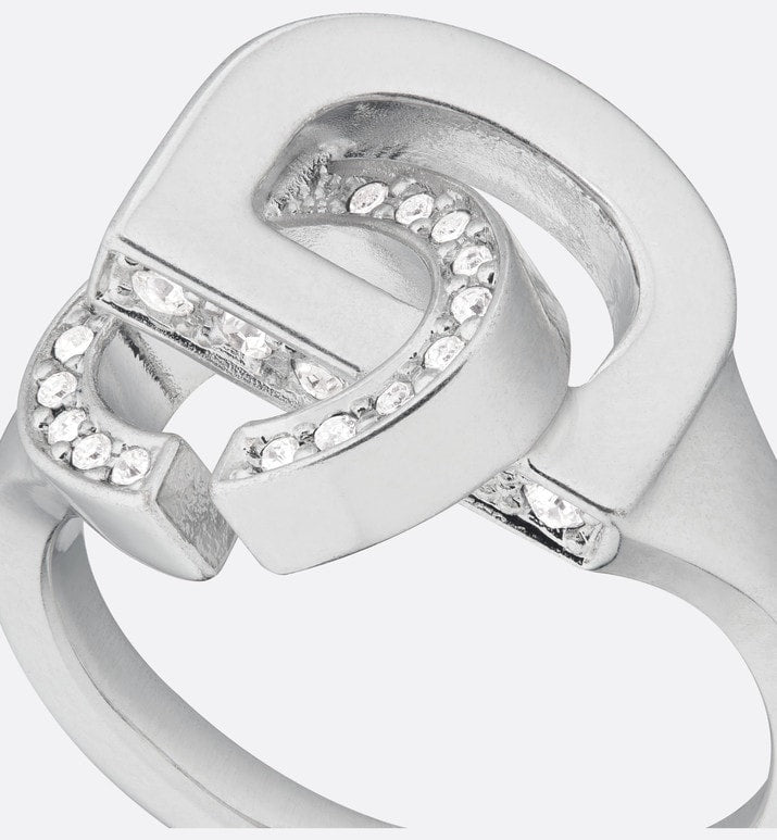 CD Lock Ring • Silver-Finish Metal and Silver-Tone Crystals