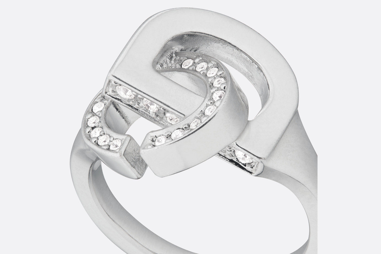 CD Lock Ring • Silver-Finish Metal and Silver-Tone Crystals