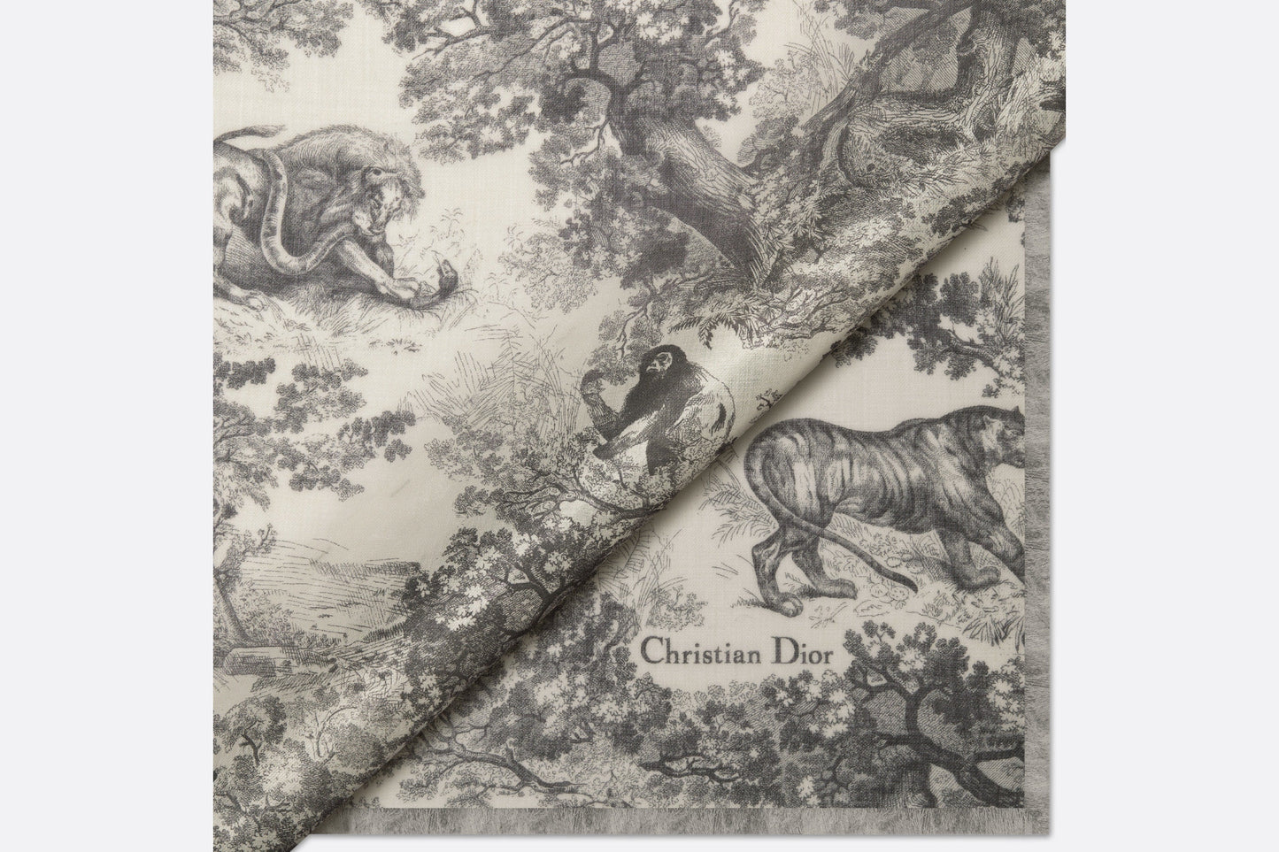 Toile de Jouy Sauvage Stole • Ivory and Gray Cashmere