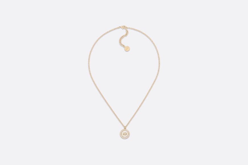 Petit CD Necklace • Gold-Finish Metal with White Resin Pearls and Latte Glass