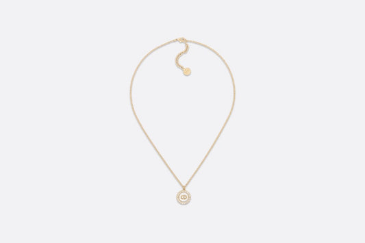 Petit CD Necklace • Gold-Finish Metal with White Resin Pearls and Latte Glass