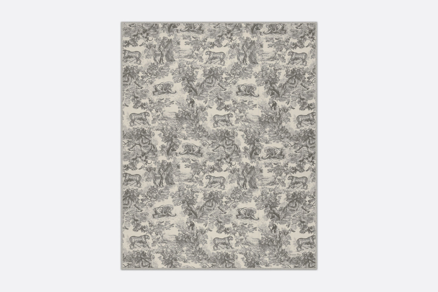 Toile de Jouy Sauvage Stole • Ivory and Gray Cashmere