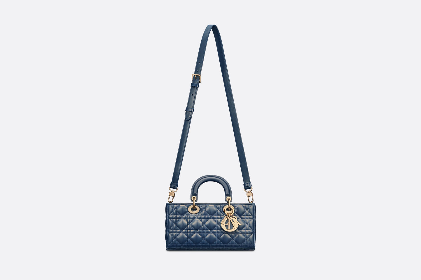 Medium Lady D-Joy Bag • Pastel Midnight Blue Glossy Iridescent Cannage Calfskin